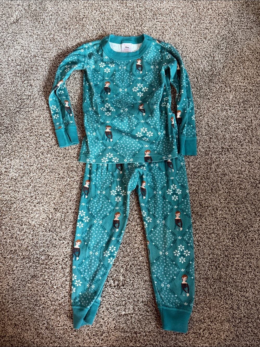 Hanna Andersson Teal Anna Character Print Pajama Set